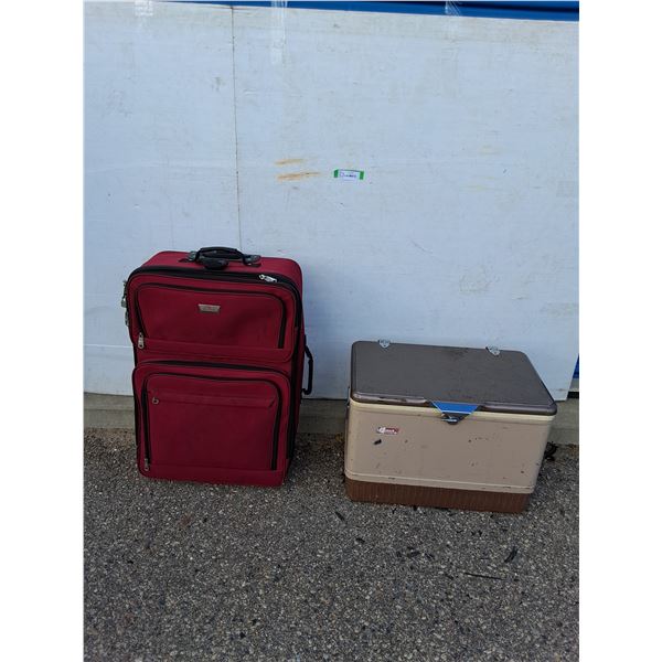 ~Air Canada Rolling Suitcase(18x11x27") - Coleman Metal Cooler (22.5x14x16") - As Is, Pickup Only