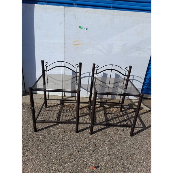 ~(2) Metal Glass Top Tables (20x20x28") - As Is, Pickup Only