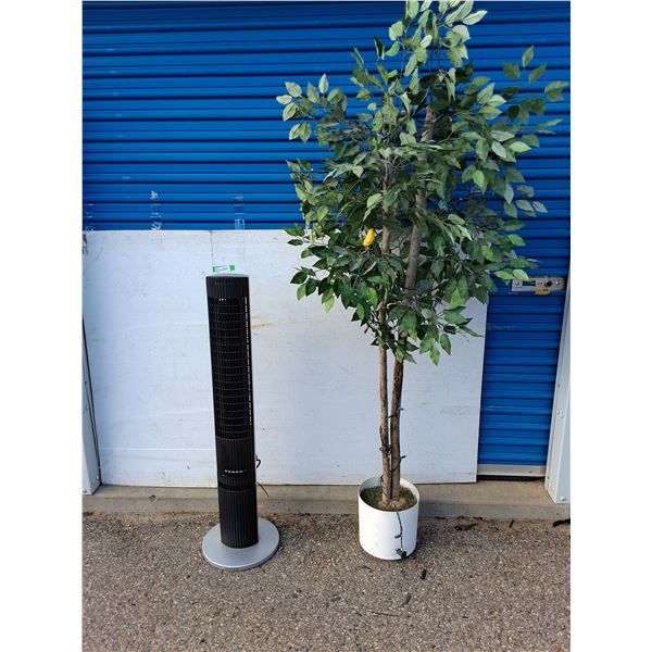~Light Up Fake Tree (80" Tall) - Standing Fan (48" Tall) - Untested, Consignor Says Works - As Is