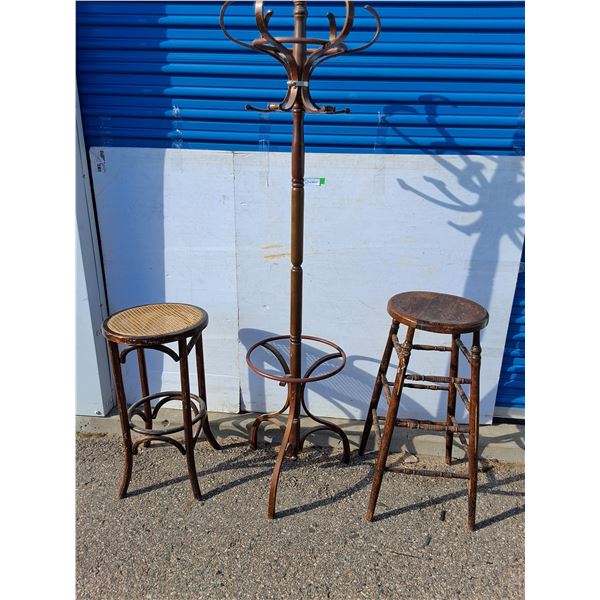Coat Rack (72x18") - (2) Stools - As Is, Pickup Only