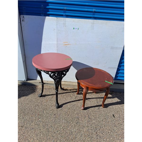 ~Table w/ Cast Iron Base (25x30") - Round Wooden Table (24x21") - As Is, Pickup Only