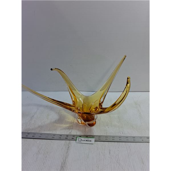MCM Amber Glass Centerpiece/Sculpture