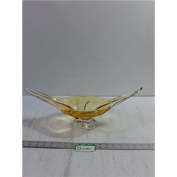 MCM Chalet Amber Glass Centerpiece Bowl