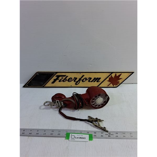 Vintage Rotary Linesmen Test Phone, Fiberform Sign