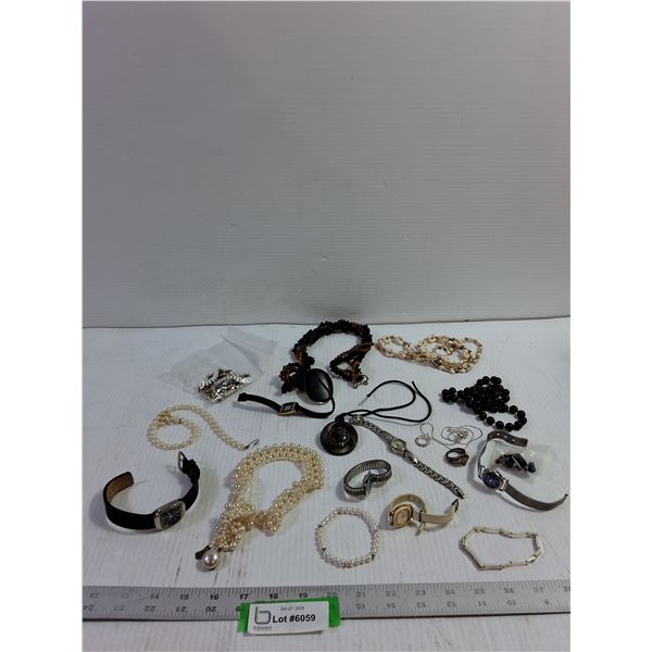 Assorted Necklaces, Bracelets, and Watches
