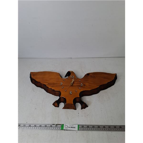 Vintage Hand-Carved Wooden Eagle Wall Clock