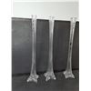 Image 3 : (3) Glass Eiffel-Tower Style Vases 20" (cannot ship)