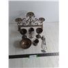 Image 1 : Metal 3-Candle Holder, Silver Plated Cups, Bowl, Candle Holder, Wind Chime