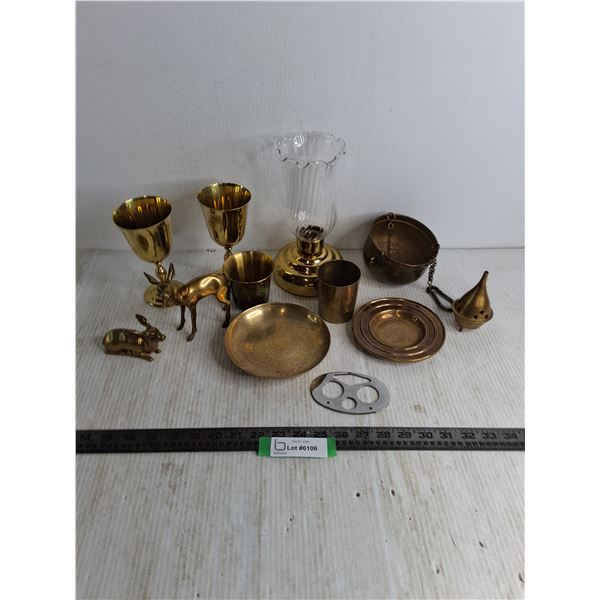 Assorted Mostly Brass Plates, Cups & Ornaments