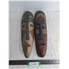 Image 1 : Pair of Wooden African Themed Wall Decor 18" Masks