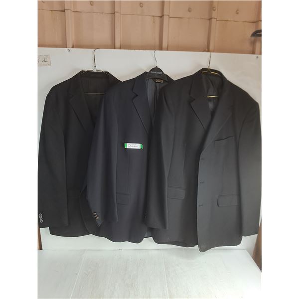 * (3) Men's Black Suit Jackets - Sizes 42/44 Tall