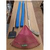 Image 1 : Leaf Rake, Ice Scraper, Left Shot Koho Hockey Stick, Pool Noodles - Longest 66" - Cannot Ship