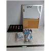 Image 1 : 23" x 17" Bulletin Board, Cash Drawer, Unused Telescopic Shower Hoses, Water Filters, Brackets