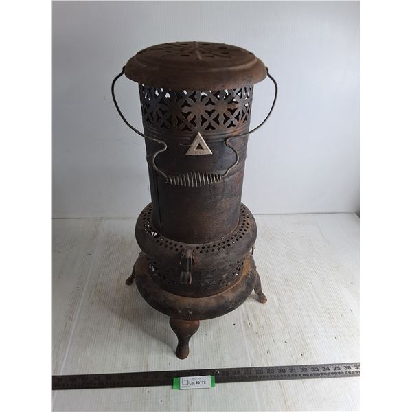 Antique 1526 Pressed Metal Heater - 25" High x 13" Diameter - Cannot Ship
