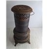 Image 3 : Antique 1526 Pressed Metal Heater - 25" High x 13" Diameter - Cannot Ship
