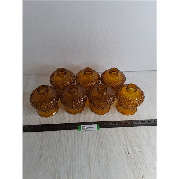 Set of 7 Amber Glass Light Shades