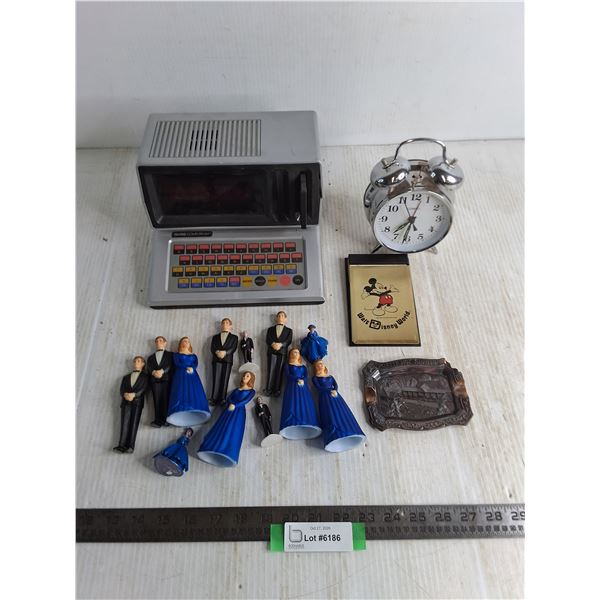 Talking Computron, Figural Cake Toppers, Disney Notepad, Copper Ashtray, Cosmo Alarm Clock