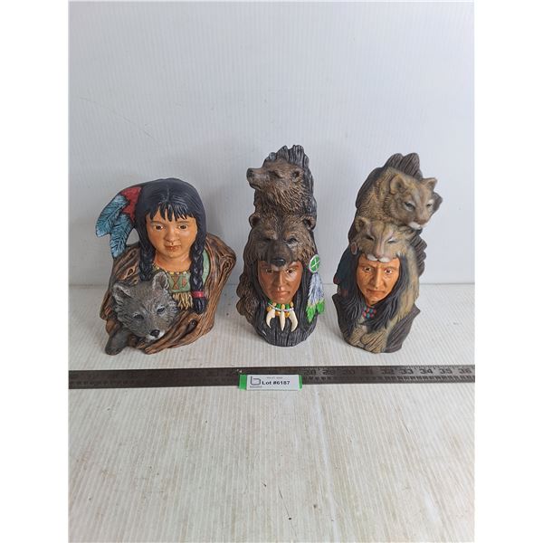 (3) Porcelain Indigenous Ornaments