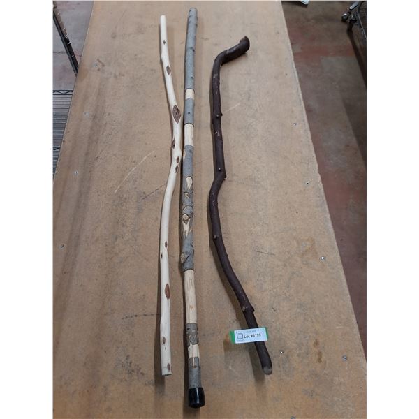 (3) Wooden Walking Sticks - Longest 53" - Pickup Only