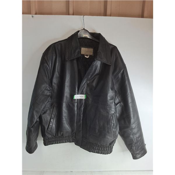 * Retreat Men's Black Leather Jacket - Size 40 Medium