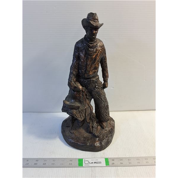 Vintage Western Cowboy Figurine in Bronze Tone Resin-16" Tall