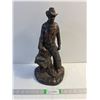 Image 1 : Vintage Western Cowboy Figurine in Bronze Tone Resin-16" Tall