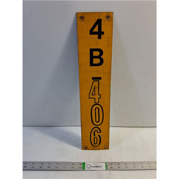Vintage Yellow Porcelain Marker/Identification Plate-4"x16"