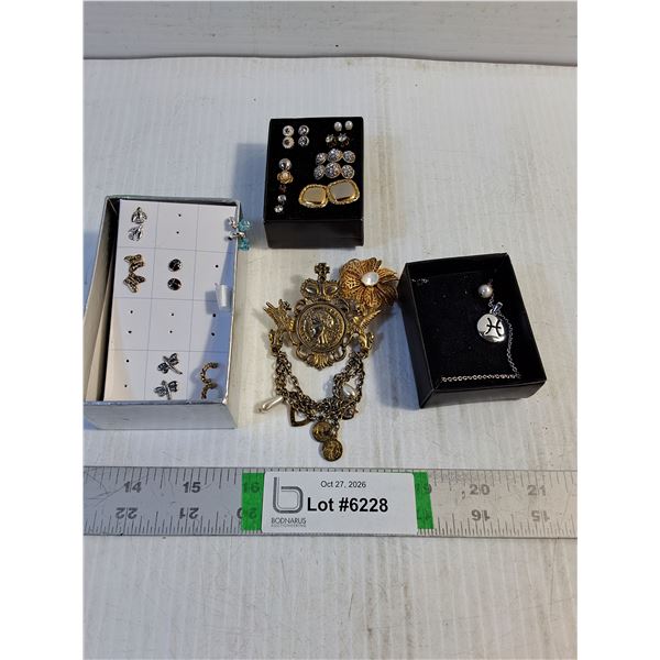 Assorted Costume Jewelry-Earrings,Brooches Necklace