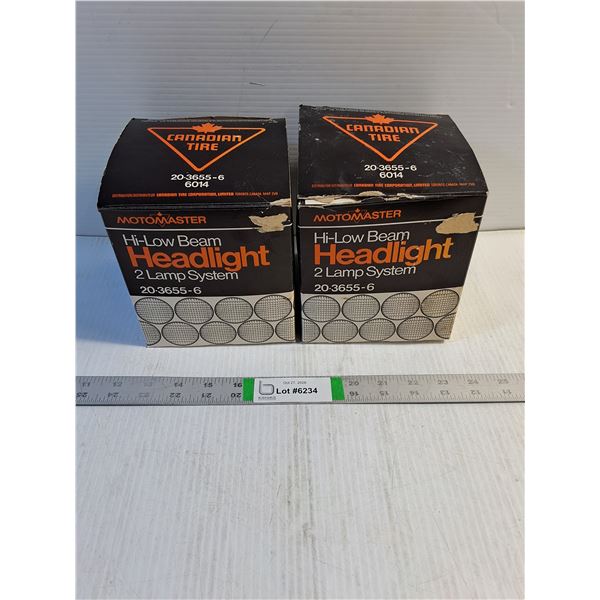 Pair of Vintage Hi-Lo Beam Headlights 7" in Diameter