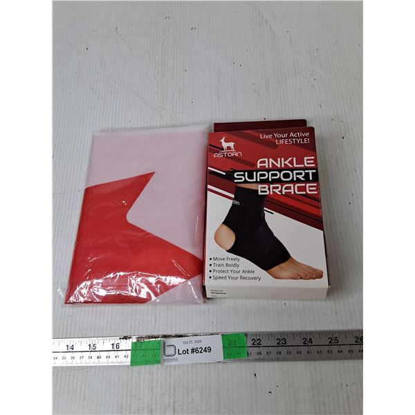 Ankle Support Brace, (2) 3' x 5" Canadian Flag- Sealed & (2) Men's Rings-11