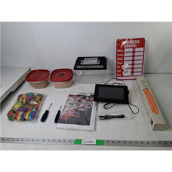 Sony Digital Photo Frame- Powers On, Hackey Sack Balls, Business Signs, Misc.