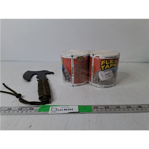(2) Rolls of Flex Tape & Camping Hatchet, Paracord