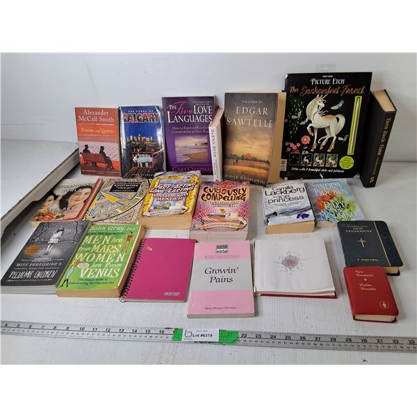 Book Lot- 5 Love Languages,. Bathroom Readers, New Testament, Misc.