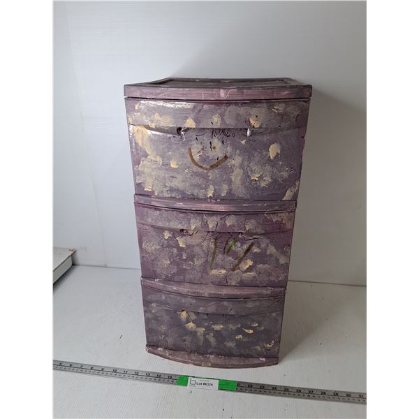 3 Drawer Plastic Storage Container 14.5" x 12.5" x 24" & Contents- Can't Ship