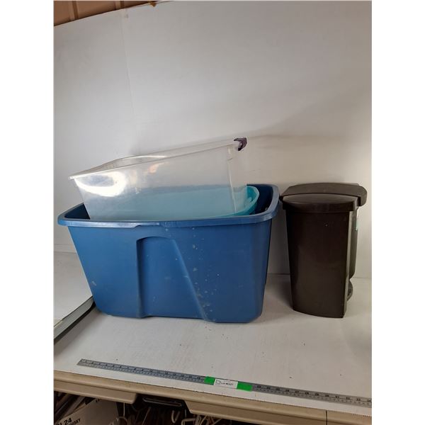 *(3) Storage Totes up to 31.88" x 20" x 17.75" & Step Garbage Can- Can't Ship