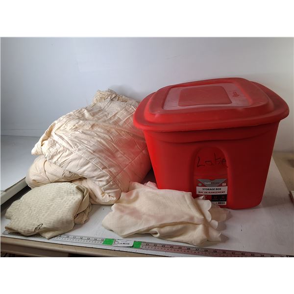 King Comforter- Some Staining, Tablecloth, Storage Tote, Misc. Can't Ship