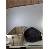 Image 1 : Storage Tote 31.25" x 19.25" x 14.25" & Levi Strauss Double Comforter- Can't Ship