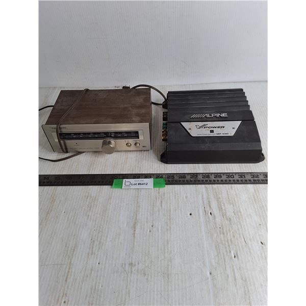 Realistic Radio - Powers On, Alpine V Power Car Amp - Untested As Is