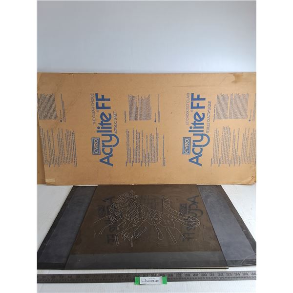 Etched Smoky Glass Pane 20"x20", (2) Plexi Glass - Largest 49"x19" - Cannot Ship