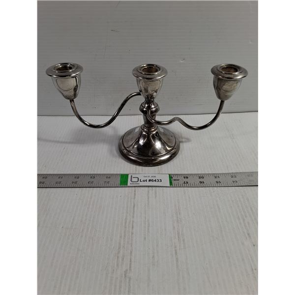 Silver Tone,Three-Arm Candelabra