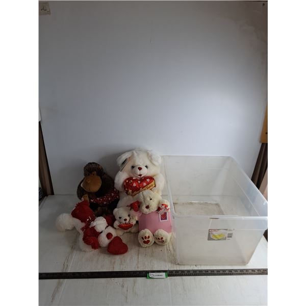 Stuffed Valentine's Animals, Sterilite Storage Bin - 15x22x12" - Cannot Ship