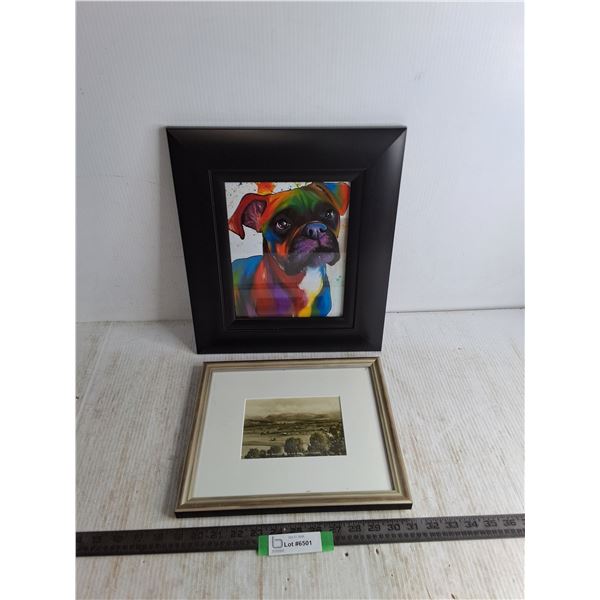 (2) Framed Wall Decor - Largest 13.5" x 15.5"