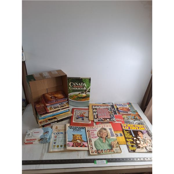 Assorted Books & Magazines - Some Vintage, Sealed Huggies Baby Wipes