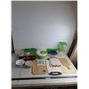 Image 1 : Assorted Plastic Containers, Cutting Boards, Utensils