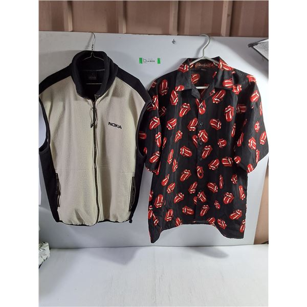 Nokia vest-Size Medium,Rolling Stones Button Up Shirt-Medium