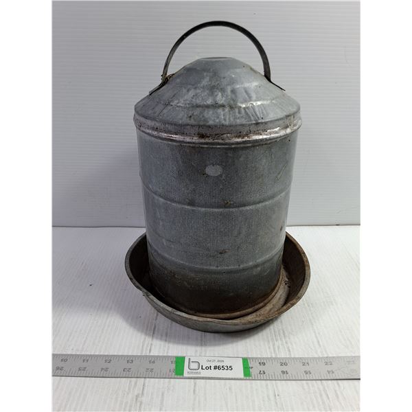 Vintage Galvanized Metal Chicken Fountain, Pickup Only