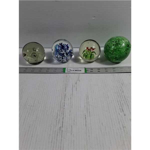 (4) Art Glass Paperweights