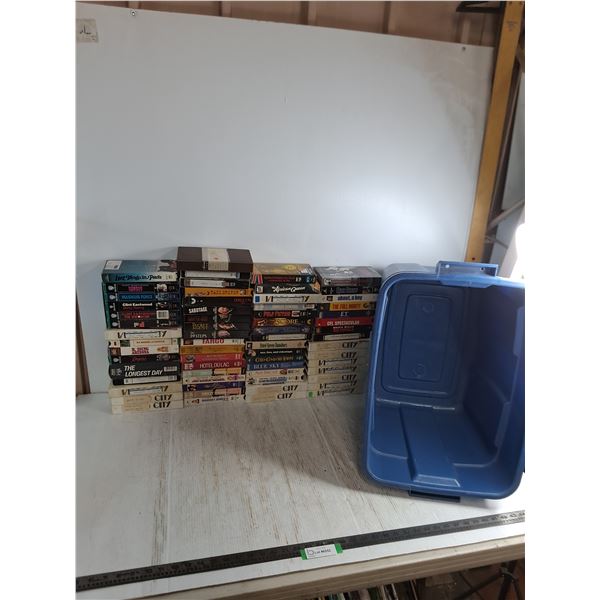 (60+) VHS Movies, Storage Bin - 21x15x16" - Cannot Ship