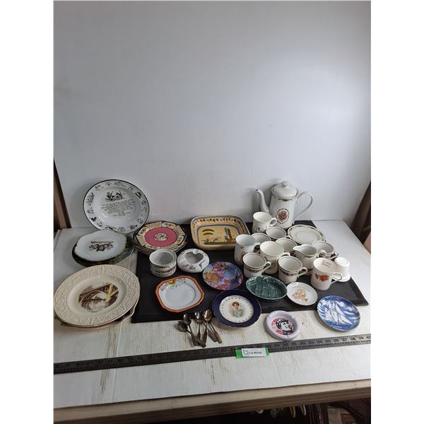 Assorted Fine China, Decorative Plates, Teaspoons, Misc.