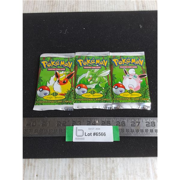 (3) Sealed Packs of Pokemon "Jungle Booster" Collector Cards - Cannot Authenticate